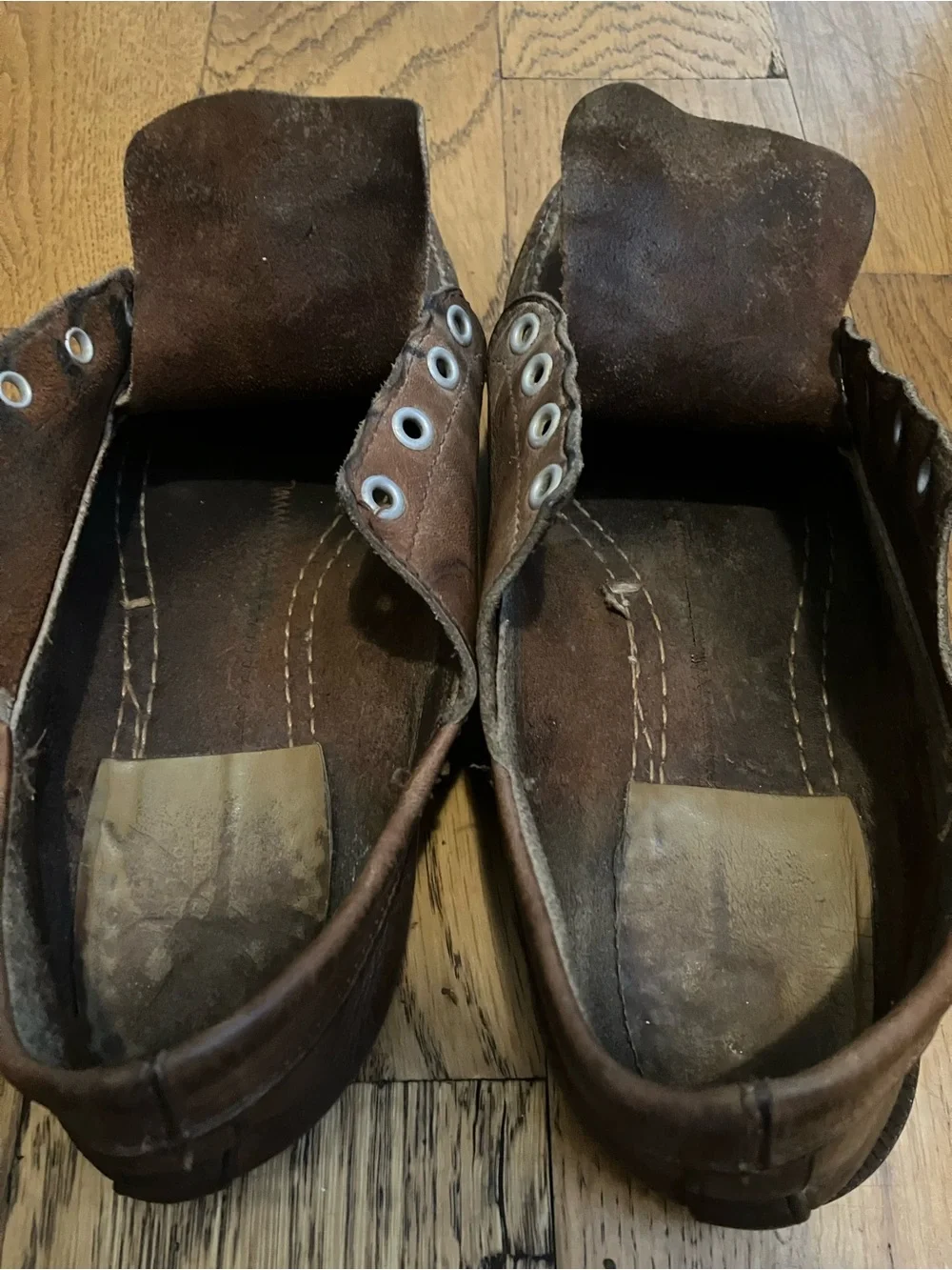 Vintage Men's Weron 8.5-9 Brown Leather Shoes Loafers For Repair As Is No Laces